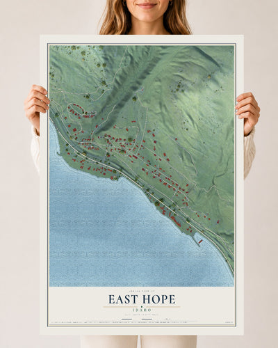 Map of East Hope, Idaho, 24 x 36 inch unframed archival matte print