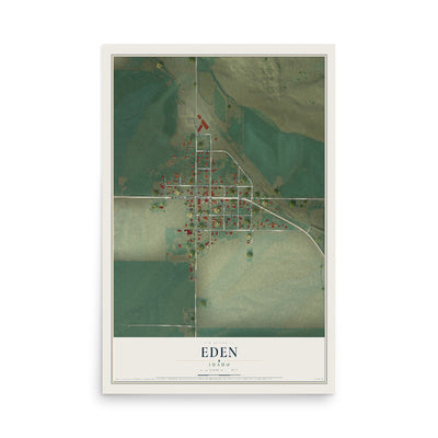 Map of Eden, Idaho, 12 x 18 inch unframed archival matte print