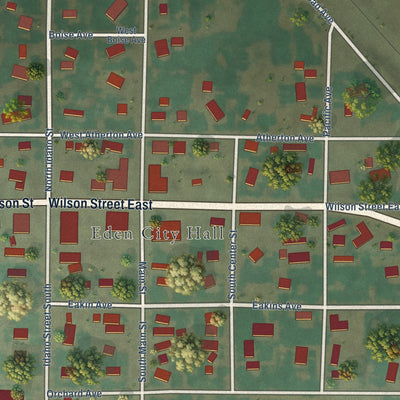 Close-up of the map of Eden, Idaho print showing street and building detail
