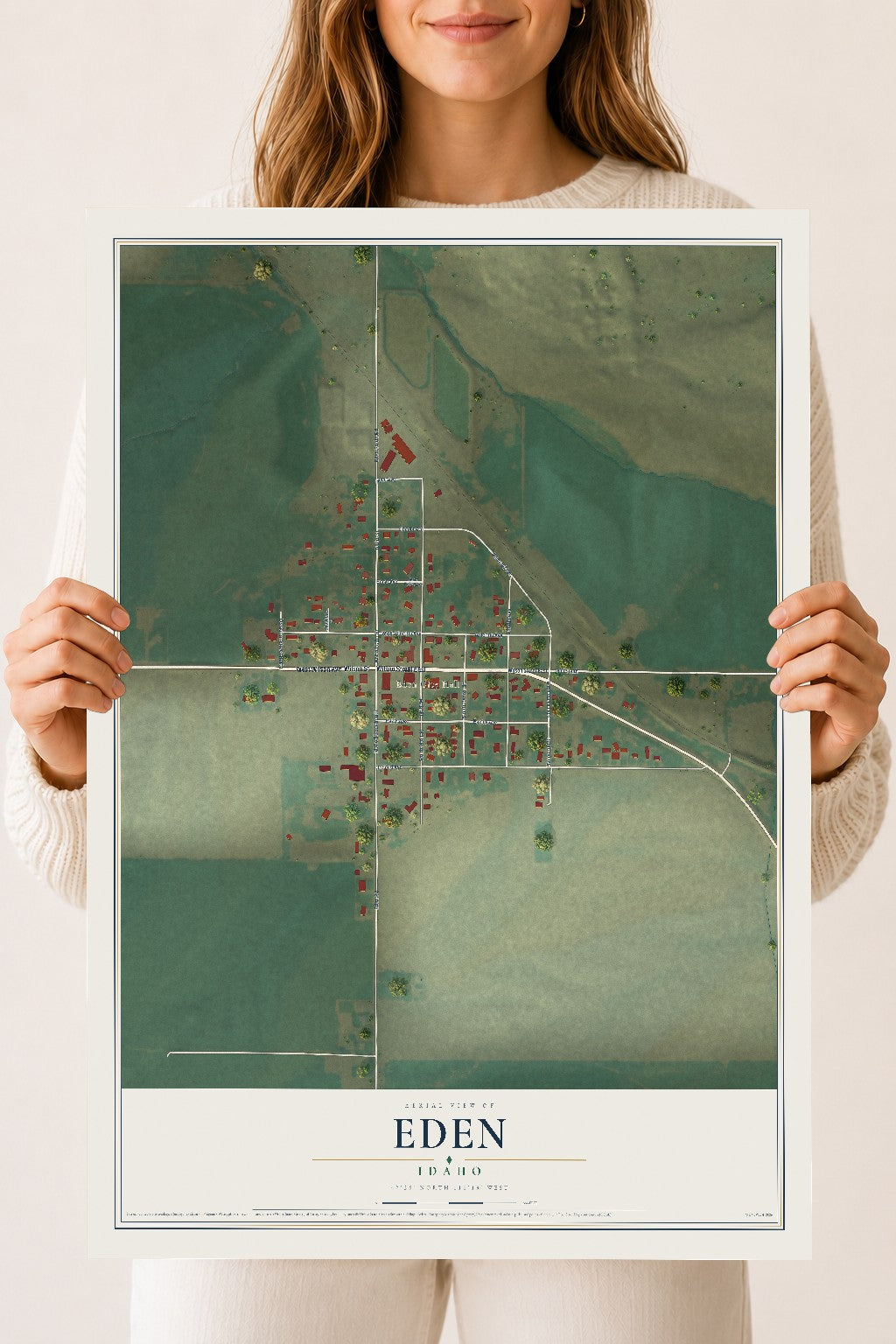 Map of Eden, Idaho, 18 x 24 inch unframed archival matte print