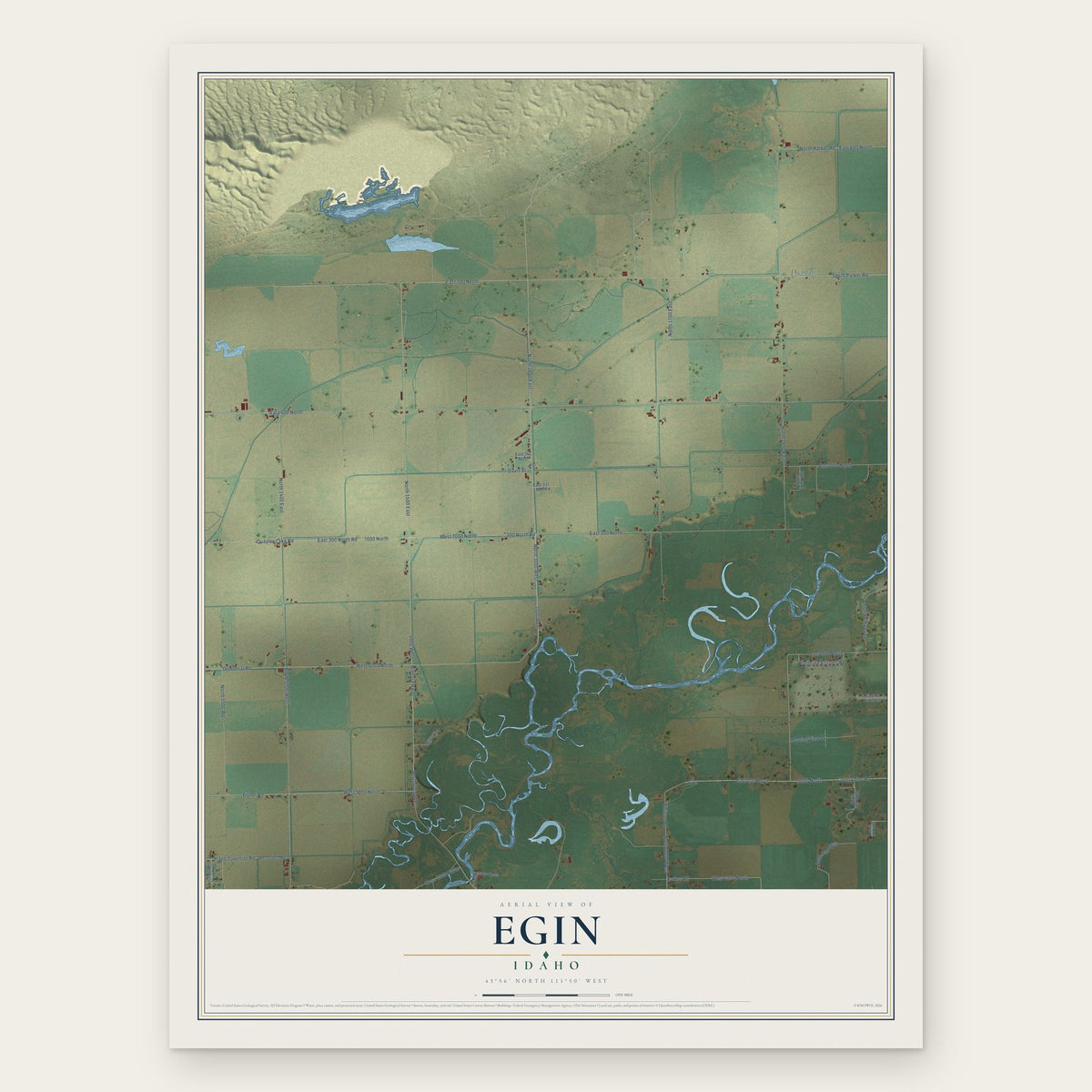 Egin, Idaho map print, the full design