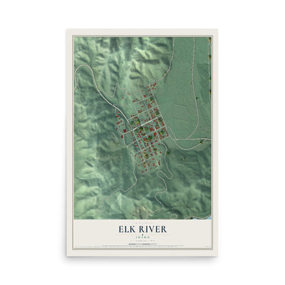 Map of Elk River, Idaho, 12 x 18 inch unframed archival matte print