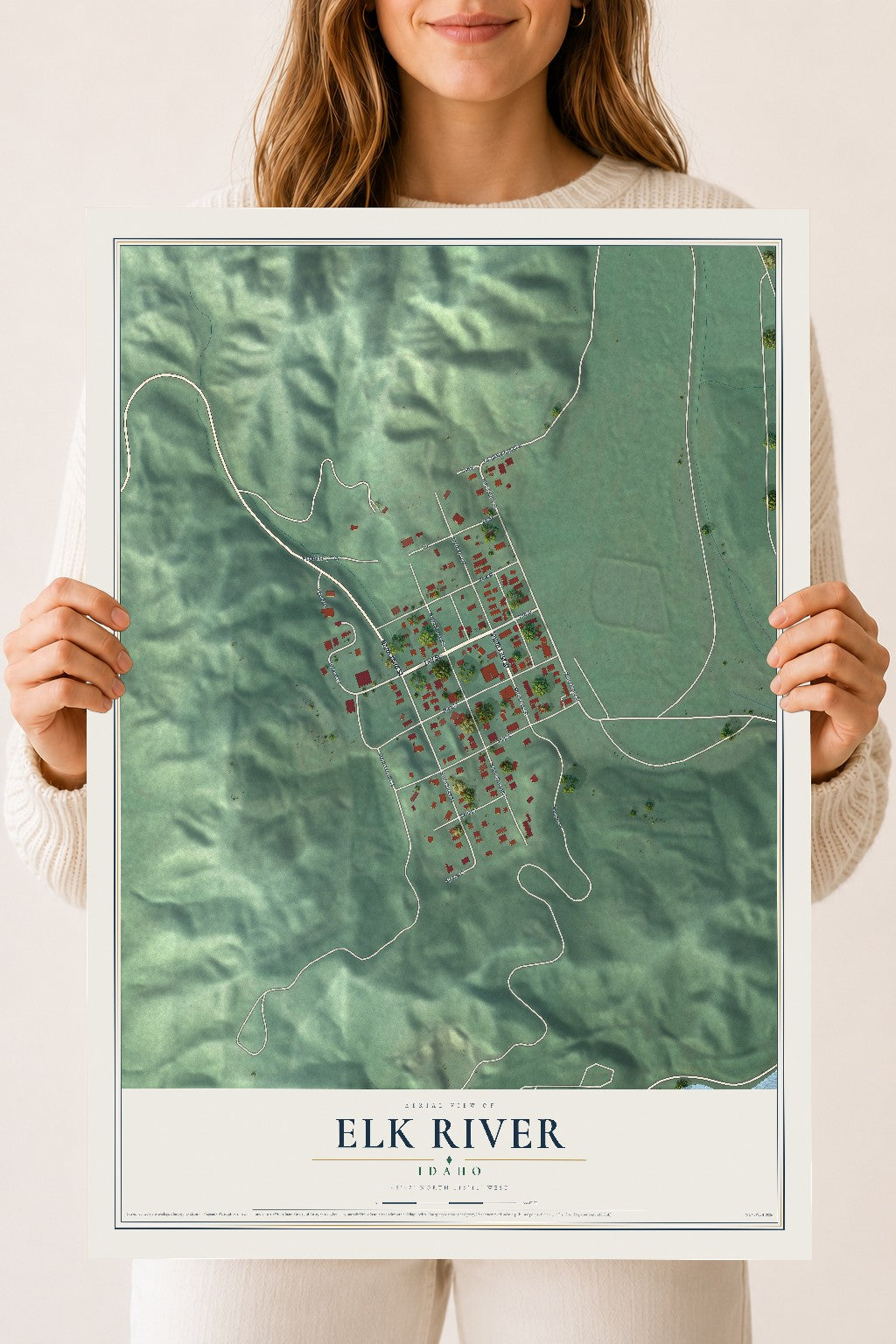 Map of Elk River, Idaho, 18 x 24 inch unframed archival matte print
