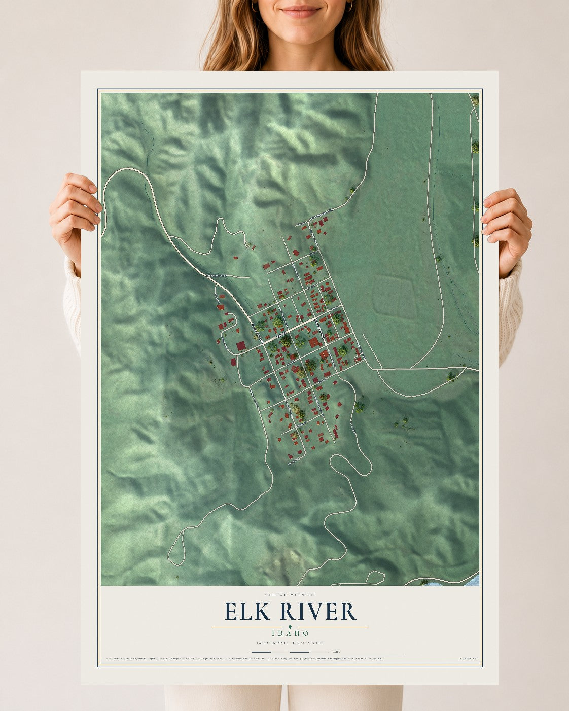 Map of Elk River, Idaho, 24 x 36 inch unframed archival matte print