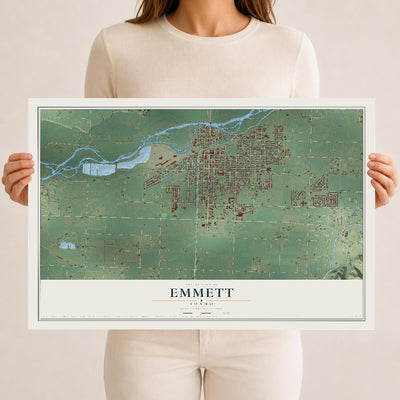 Map of Emmett, Idaho, 12 x 18 inch unframed archival matte print