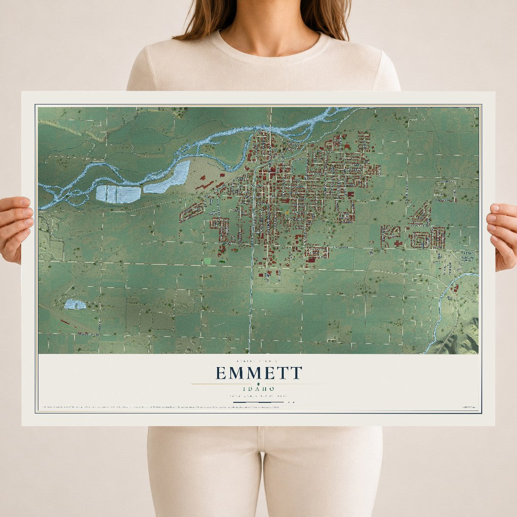 Map of Emmett, Idaho, 18 x 24 inch unframed archival matte print