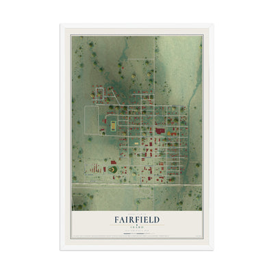 Map of Fairfield, Idaho, 12 x 18 inch print in a white wood frame