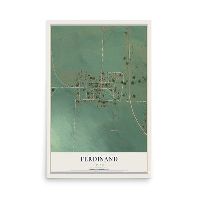 Map of Ferdinand, Idaho, 12 x 18 inch unframed archival matte print