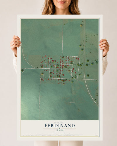Map of Ferdinand, Idaho, 24 x 36 inch unframed archival matte print