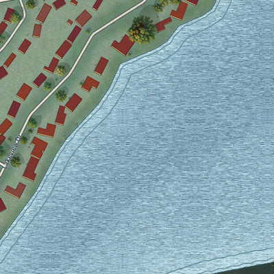 Close-up of the map of Fernan Lake Village, Idaho print showing street and building detail