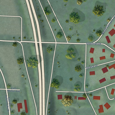 Second close-up of the map of Fernan Lake Village, Idaho print showing more streets and buildings