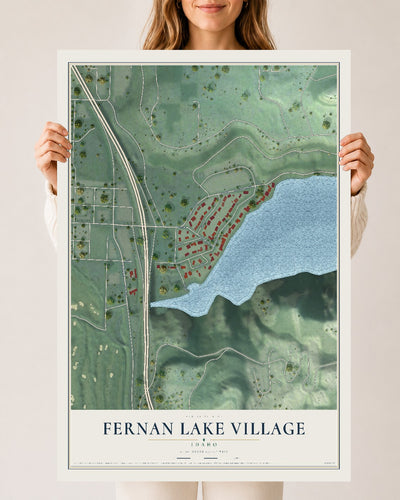 Map of Fernan Lake Village, Idaho, 24 x 36 inch unframed archival matte print