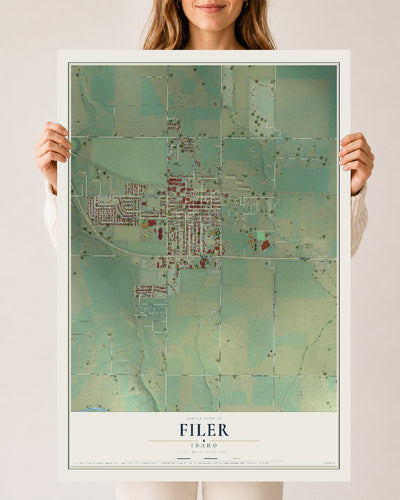 Map of Filer, Idaho, 24 x 36 inch unframed archival matte print