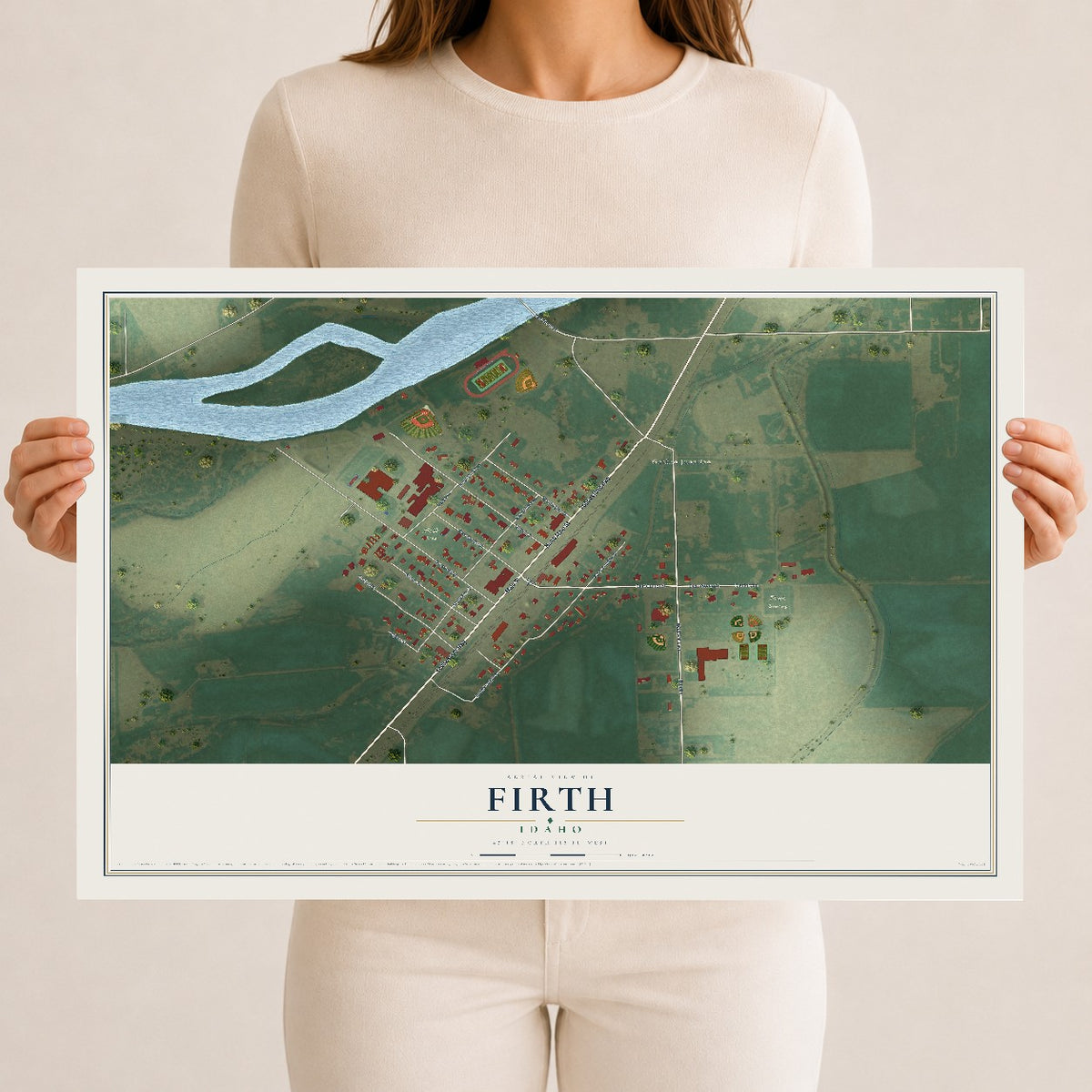 Map of Firth, Idaho, 12 x 18 inch unframed archival matte print