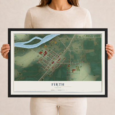 Map of Firth, Idaho, 12 x 18 inch print in a black wood frame