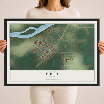 Map of Firth, Idaho, 18 x 24 inch print in a black wood frame