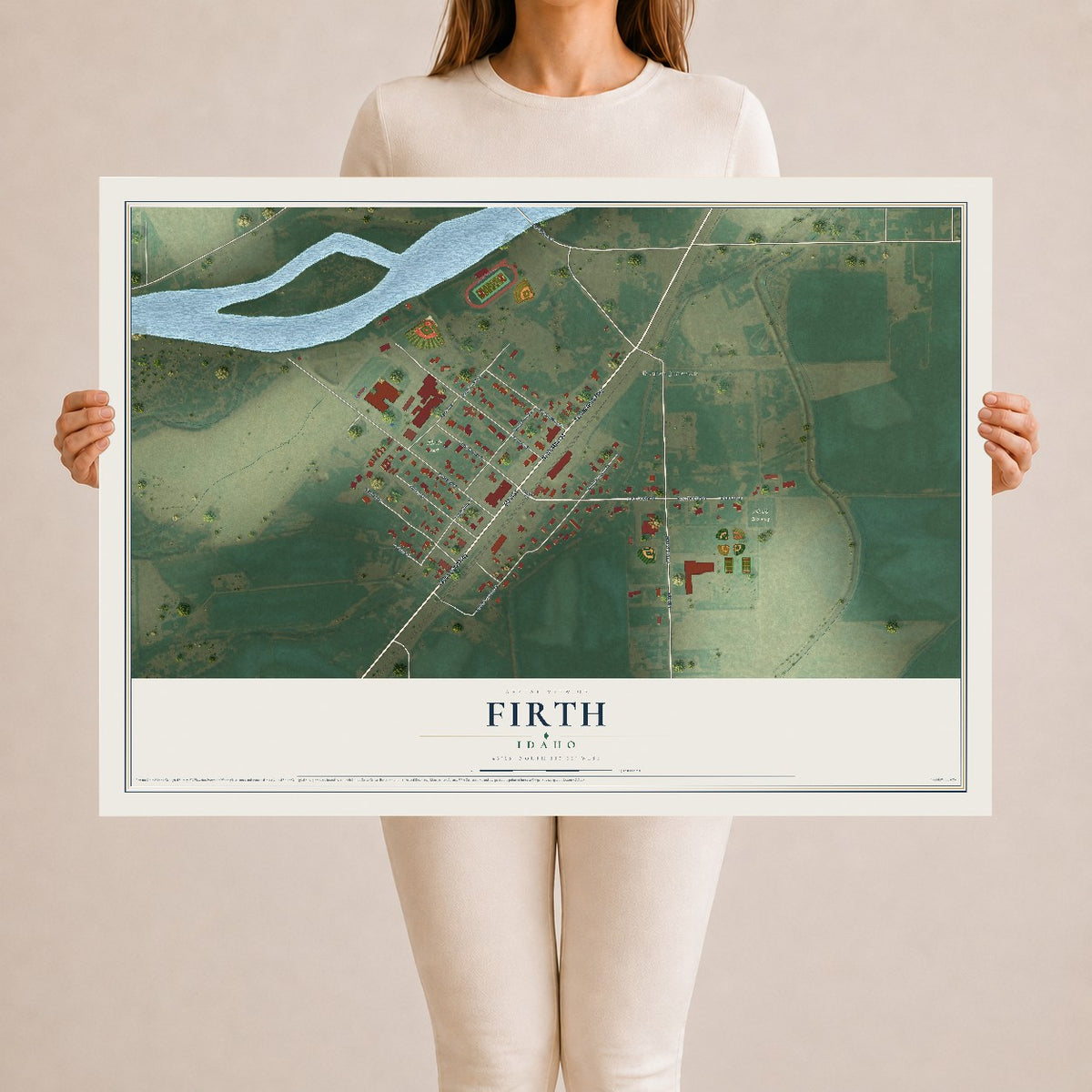 Map of Firth, Idaho, 24 x 36 inch unframed archival matte print