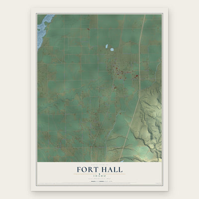 Fort Hall, Idaho map print, the full design