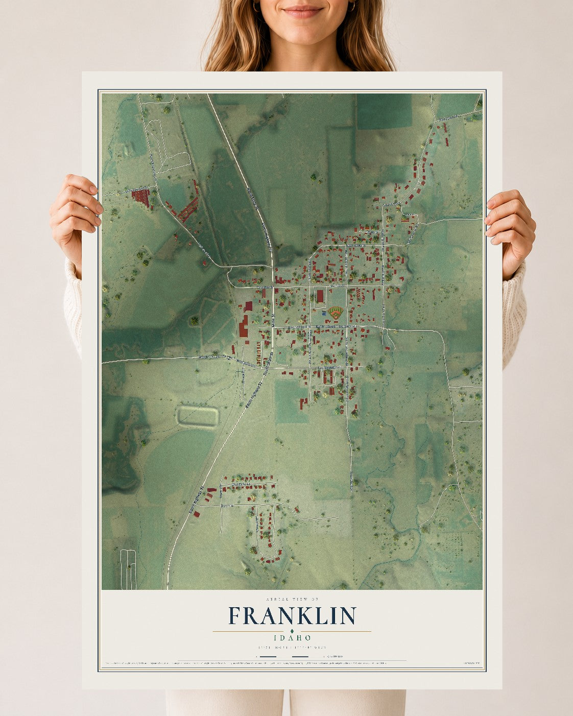 Map of Franklin, Idaho, 24 x 36 inch unframed archival matte print