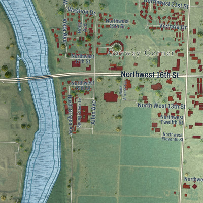 Second close-up of the map of Fruitland, Idaho print showing more streets and buildings