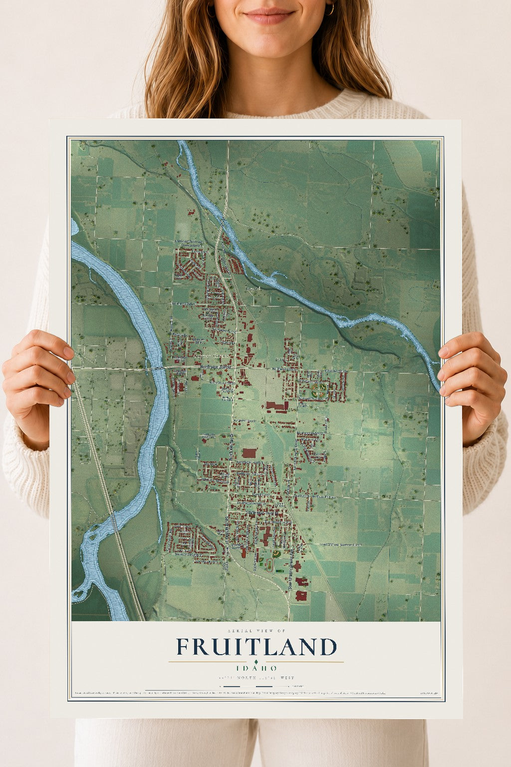 Map of Fruitland, Idaho, 18 x 24 inch unframed archival matte print