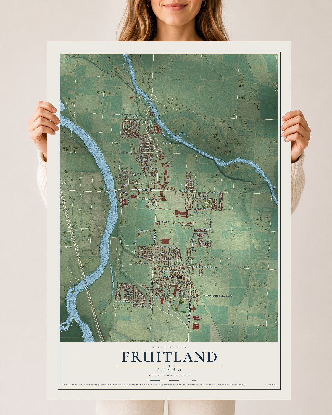 Map of Fruitland, Idaho, 24 x 36 inch unframed archival matte print