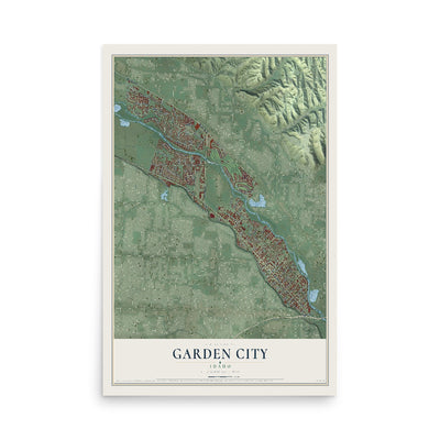 Map of Garden City, Idaho, 12 x 18 inch unframed archival matte print