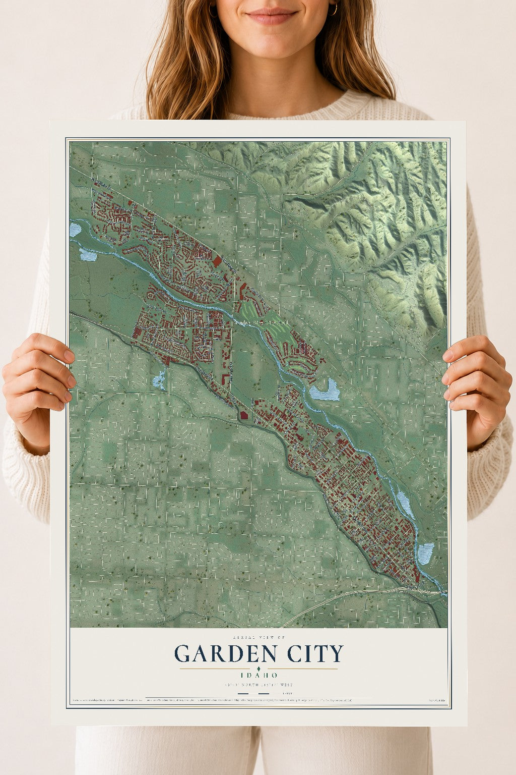 Map of Garden City, Idaho, 18 x 24 inch unframed archival matte print