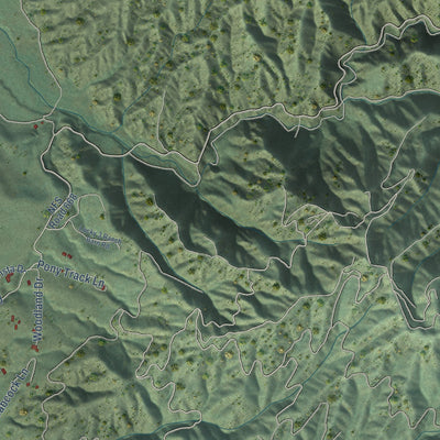 Close-up of the map of Garden Valley, Idaho print showing street and building detail