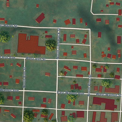 Second close-up of the map of Genesee, Idaho print showing more streets and buildings