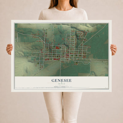 Map of Genesee, Idaho, 24 x 36 inch unframed archival matte print