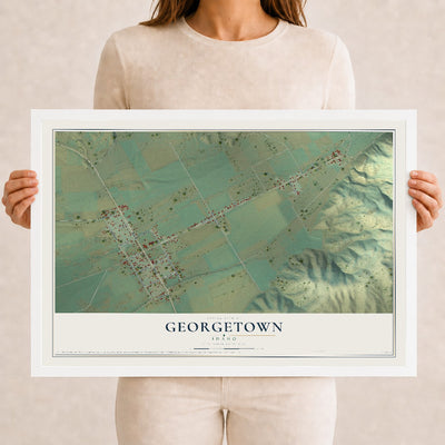 Map of Georgetown, Idaho, 12 x 18 inch print in a white wood frame