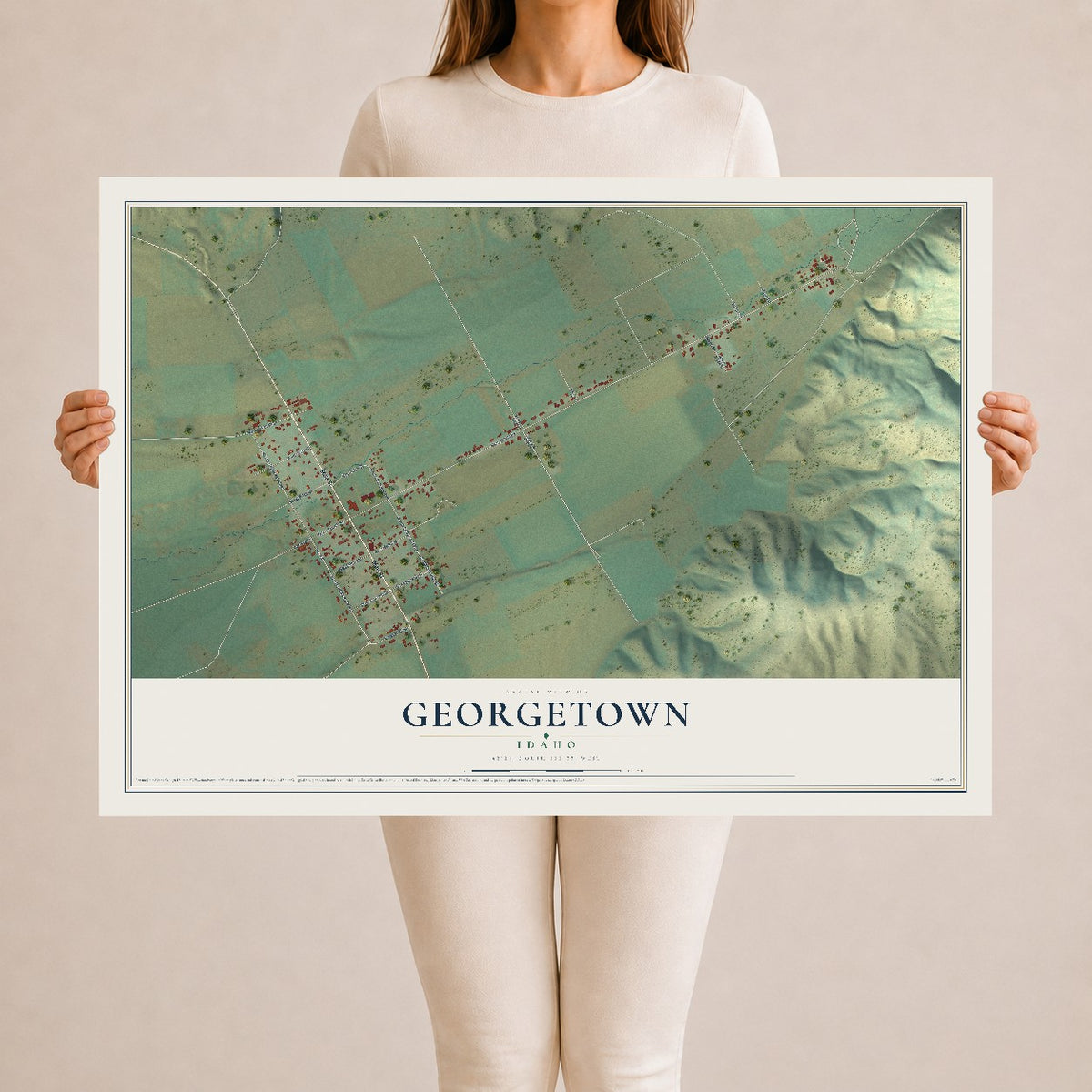 Map of Georgetown, Idaho, 24 x 36 inch unframed archival matte print