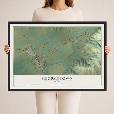 Map of Georgetown, Idaho, 24 x 36 inch print in a black wood frame