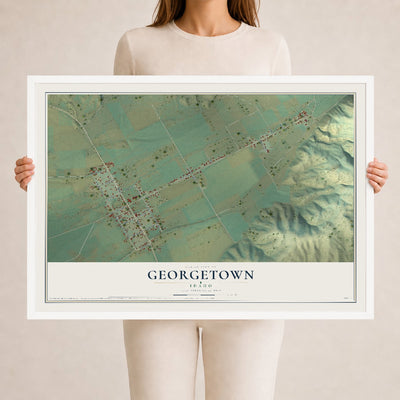 Map of Georgetown, Idaho, 24 x 36 inch print in a white wood frame