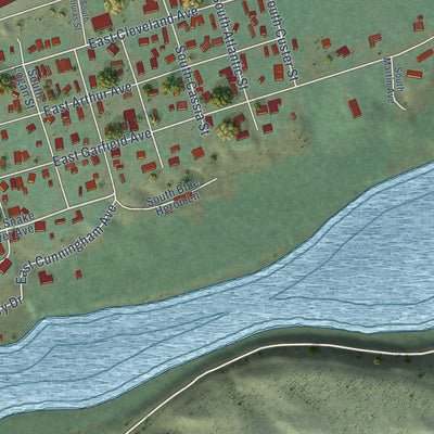 Second close-up of the map of Glenns Ferry, Idaho print showing more streets and buildings