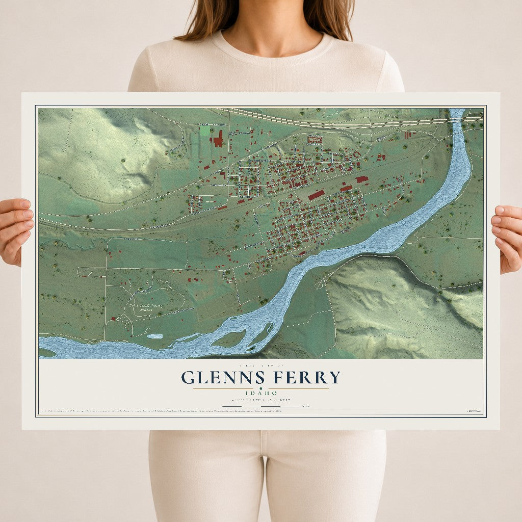 Map of Glenns Ferry, Idaho, 18 x 24 inch unframed archival matte print