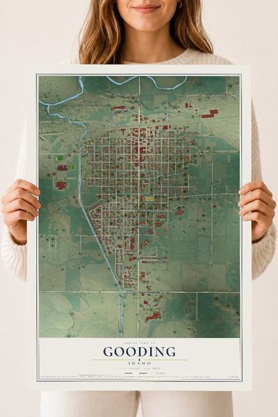 Map of Gooding, Idaho, 18 x 24 inch unframed archival matte print