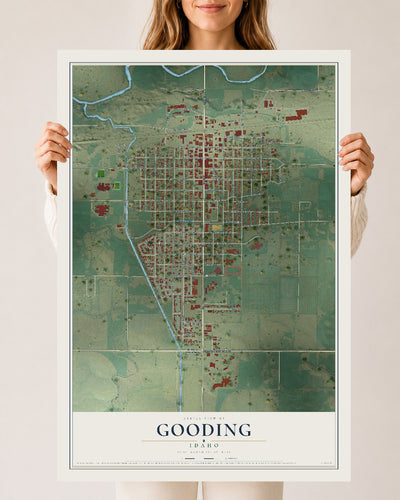 Map of Gooding, Idaho, 24 x 36 inch unframed archival matte print