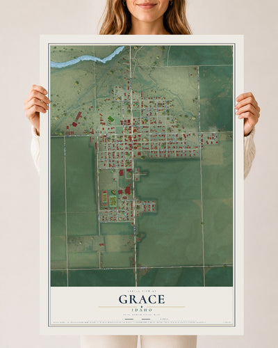 Map of Grace, Idaho, 24 x 36 inch unframed archival matte print