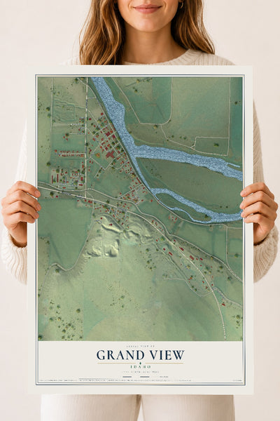 Map of Grand View, Idaho, 18 x 24 inch unframed archival matte print