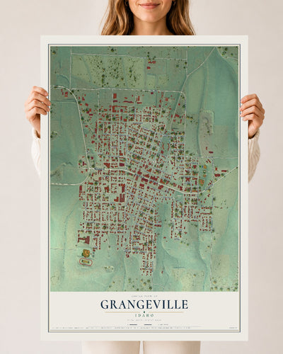 Map of Grangeville, Idaho, 24 x 36 inch unframed archival matte print