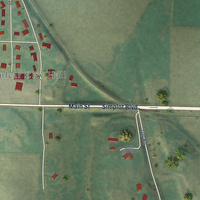 Second close-up of the map of Greenleaf, Idaho print showing more streets and buildings