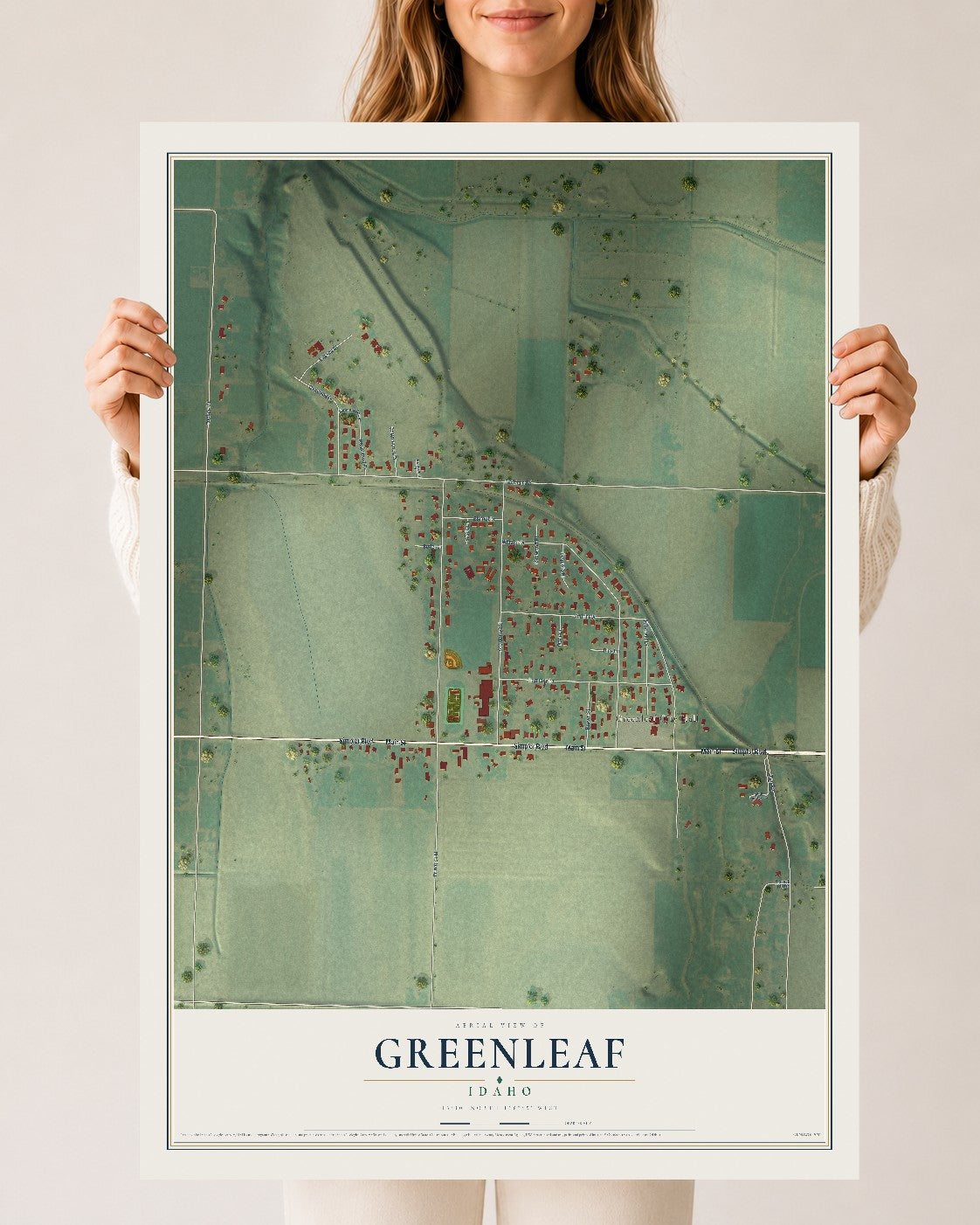 Map of Greenleaf, Idaho, 24 x 36 inch unframed archival matte print