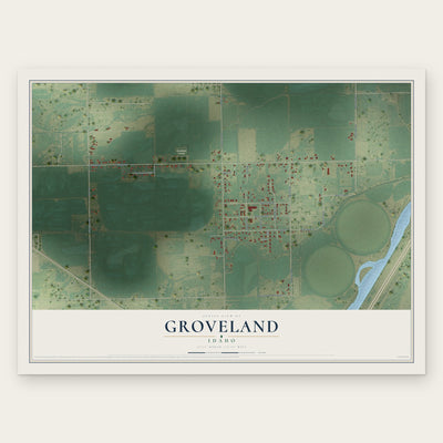 Groveland, Idaho map print, the full design