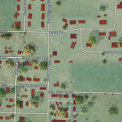 Second close-up of the map of Hagerman, Idaho print showing more streets and buildings