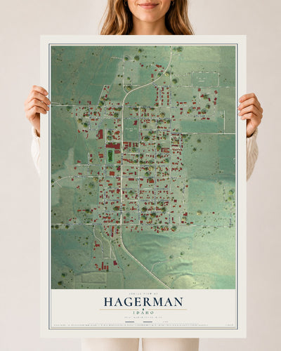 Map of Hagerman, Idaho, 24 x 36 inch unframed archival matte print