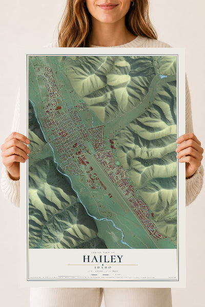 Map of Hailey, Idaho, 18 x 24 inch unframed archival matte print