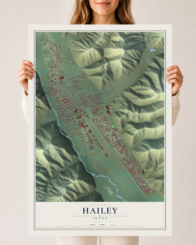 Map of Hailey, Idaho, 24 x 36 inch unframed archival matte print