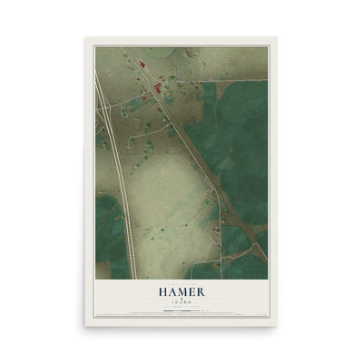 Map of Hamer, Idaho, 12 x 18 inch unframed archival matte print